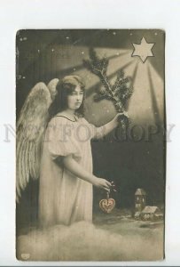 462472 XMAS Tree ANGEL w/ Star of Bethlehem Vintage PHOTO postcard