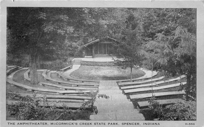 Spencer Indiana Amphitheater McCormick's Creek Park Wayne 1947 Postcard 21-6179