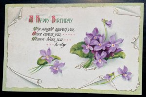 Vintage Victorian Postcard 1901-1910 A Happy Birthday - Bouquet of Violets