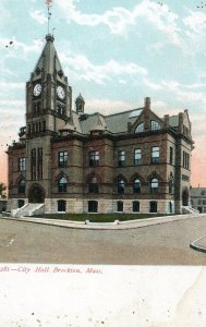 Postcard Antique View of City Hall in Brockton, MA.  L4