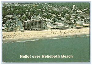 1958 Aerial View Atlantic Ocean Hello Over Rehoboth Beach Delaware DE Postcard