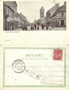 denmark, HORSENS, Street Scene with People, Church (1899) Postcard