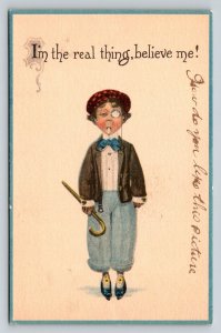 1920s Flapper  Smoking Cigarette  I'm the Real Thing   Postcard