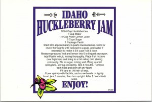 VINTAGE CONTINENTAL SIZE POSTCARD RECIPE FOR IDAHO HUCKLEBERRY JAM