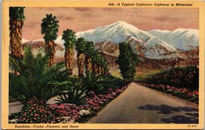 A Typical California Highway in Midwinter Postcard PC133