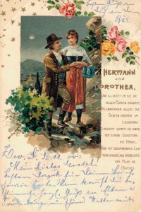 Romantic Men And His Lady Vintage Postcard 08.34