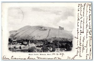 1907 Mount Jumbo Missoula Montana MT Antique Posted Flag Buildings Postcard