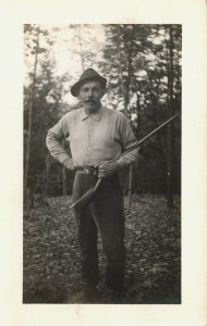 USA Hunter In The Forest New York With A Gun Vintage RPPC 08.89