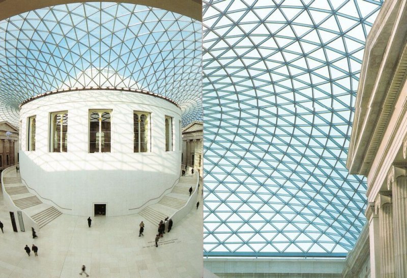 British Museum Great Court & Glass Steel Roof 2x Postcard s