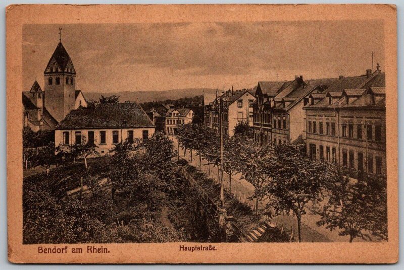 Bendorf Am Rhein Germany c1920 Postcard Haupstrasse Row Houses Street