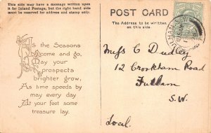 B181 England 1908 Sailor's Warning Seagulls Lighthouse Art Greetings pos...