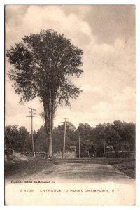 1909 Entrance to Hotel Champlain, Plattsburgh, NY Postcard