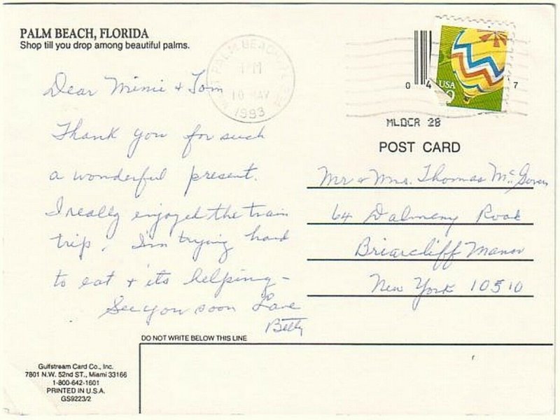 Royal Poinciana Way, Looking East, Palm Beach, Florida, 1993 Chrome Postcard