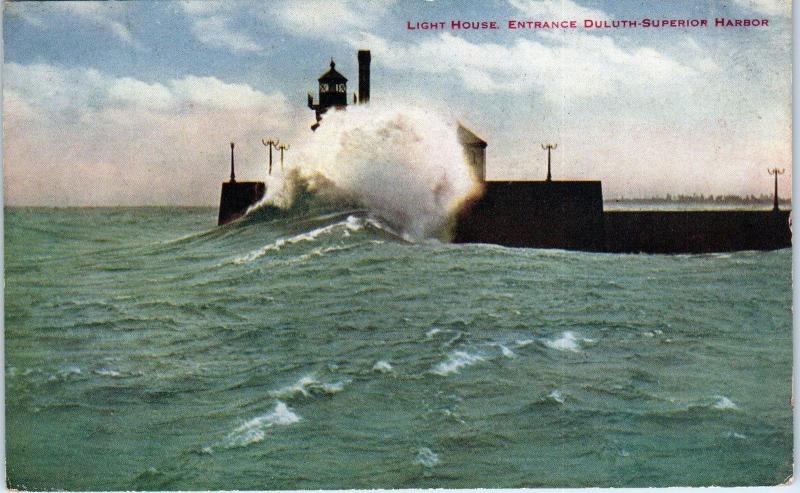 DULUTH, MN Minnesota   LIGHT HOUSE at Harbor Entrance  c1910s    Postcard