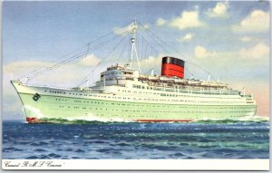 VINTAGE POSTCARD CUNARD LINE'S R.M.S. CORONIA OCEAN LINER AT SEA c. 1950s