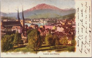 Switzerland Luzern und Pilatus Vintage Postcard C084