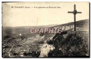 Poligny Old Postcard General view and Dan Cross