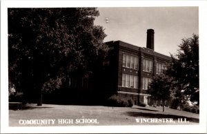 Real Photo Postcard Community High School in Winchester, Illinois