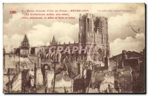 Old Postcard Reims Our Great City Front The Cathedral mutilated Army