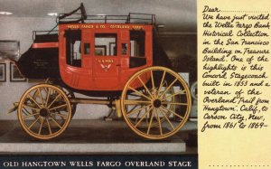 Vintage Postcard Old Hangtown Wells Fargo Overland Stage Historical Collection