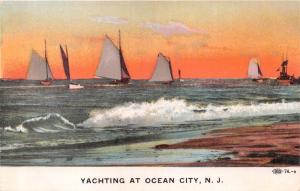OCEAN CITY NEW JERSEY YACHTING AT SUNSET~POSTCARD 1910s