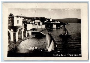 c1920s Sailboat Sea Of Galilee Karimeh Abbud Tiberias Israel RPPC Photo Postcard 