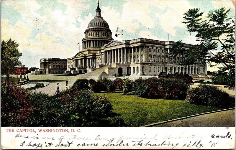 Capitol Washington DC Antique Postcard PM Baltimore MD Cancel WOB UDB Note 