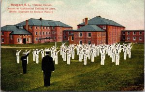 Postcard Training Station Alphabetical Drilling by Arms in Newport Rhode Island