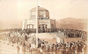 RPPC VISTA HAOUSE COLUMBIA RIVER HIGHWAY OREGON FLAG REAL PHOTO POSTCARD