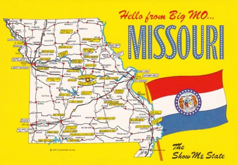 Missouri Hello From The Show Me State With Map