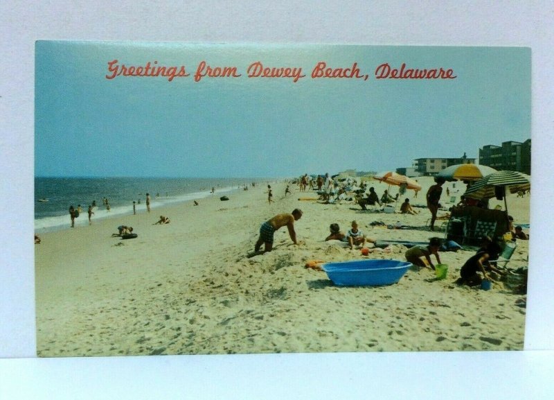 Dewey Beach Delaware Surf & Bathing Beach Postcard