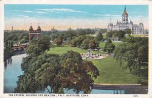 Capitol Grounds and Memorial Arch - Hartford, Connecticut - pm 1928 - WB