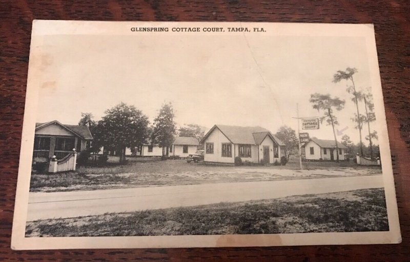 1940s GLENSPRING COTTAGE Court Tampa Florida Roadside Cabin Motel Photo PC 