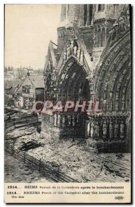 Old Postcard Militaria Reims cathedral Portal after the bombing
