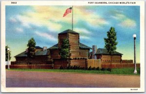 VINTAGE POSTCARD EXTERIOR VIEW OF FORT DEARBORN CHICAGO WORLD'S FAIR 1933