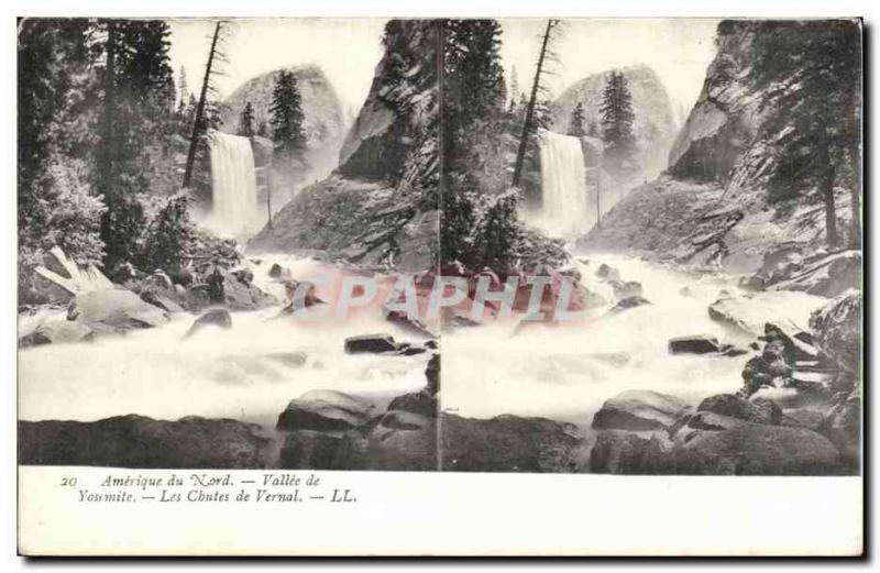 Stereoscopic map - USA - North America - Vallee Yosemite - Vernal Falls - Old...