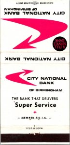 Vintage Matchbook Cover City National Bank of Birmingham, Alabama MB174