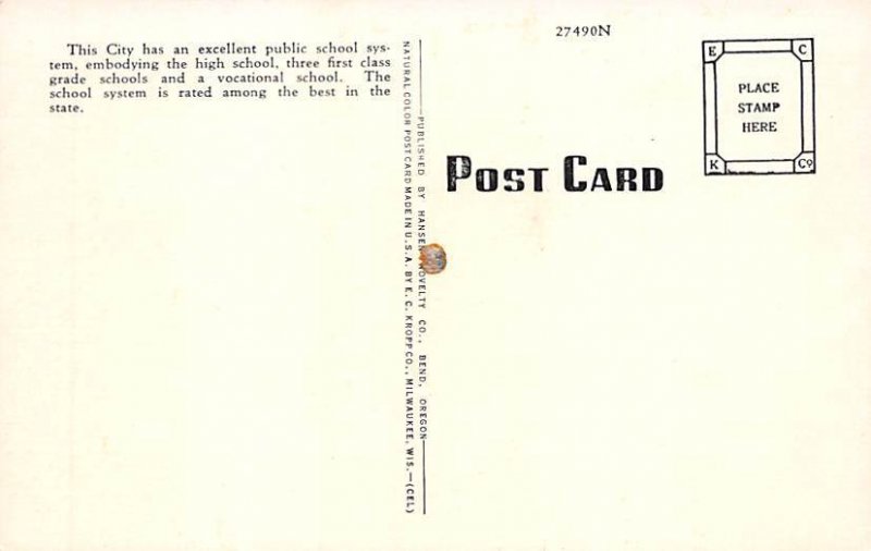 Union High School Bend, Oregon OR Postcard