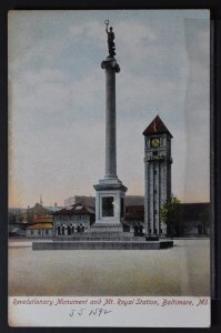 Baltimore, MD - Revolutionary Monument and Mt. Royal Station - Early 1900s