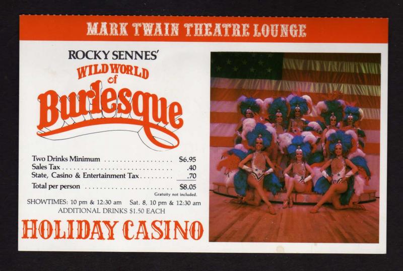 NV Holiday Casino Rocky Sennes Wild Burlesque World Las Vegas Nevada Postcard