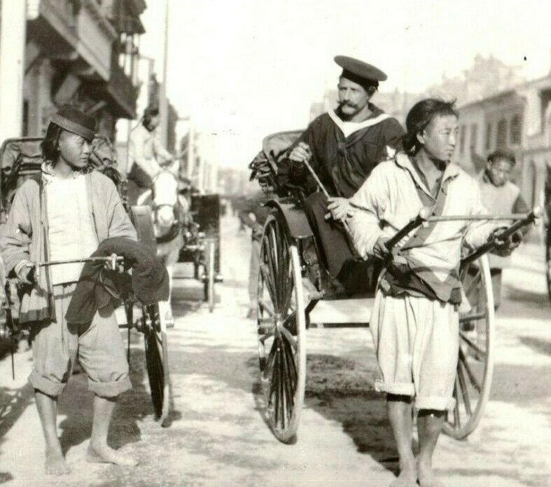 C. 1920 Shanghai Street Scene ID'D USN Braun RPPC USS Rhode Island Postcard P183