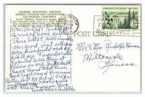 Wilshire Boulevard General Mac Arthur Park Los Angeles CA c1958 Postcard