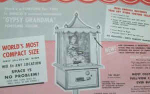 Genco Gypsy Grandma Arcade FLYER 1957 Original NOS Fortune Teller Horoscope Game