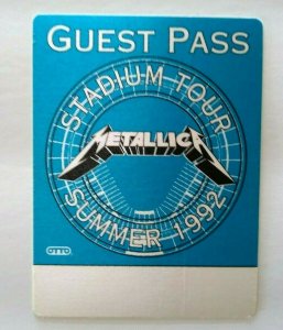 Metallica Backstage Pass Original 1992 Hard Rock Heavy Metal Music Tour Blue