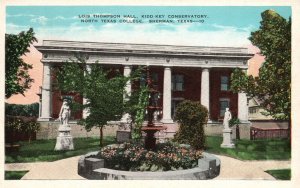 Vintage Postcard Lois Thompson Hall Kidd-Key Conservatory Sherman Texas TX