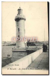 Old Postcard Marseille La Jetee and Lighthouse St. Mary