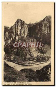 Old Postcard Chouvigny Gorge Road and rocks in the gorge