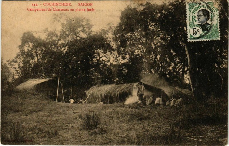 CPA AK INDOCHINA Saigon Campement de Chasseurs en pleine foret VIETNAM (958412)