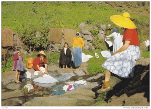 MADEIRA, Portugal,  1950-1970's; Camara De Lobos, Washing On The River