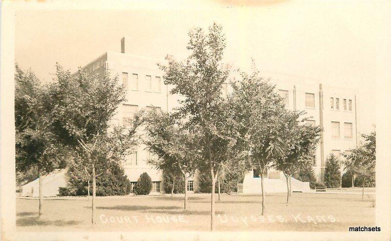 1940's Court House ULYSSES KANSAS RPPC Real Photo postcard 11851